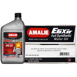 AMALIE Elixir 0W-20 dexos1 Full Synthetic Motor Oil (160-65756-56) 1 Quart Bottle, Pack of 12 | Made in USA
