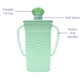 Mommy's Helper Pouch Mate Food Pouch Holder, No-Squeeze, No-Mess Solution for Baby Food Pouches, Soft Spout, Gripper Handles, Recycled Plastic, BPA & Phthalate Free, Dishwasher Safe (Tidal Teal)