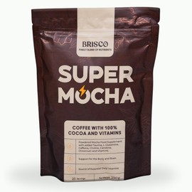 BRISCO Super Mocha: Smart Multivitamin Coffee with 14 Essential Vitamins and Minerals | Vegan, Gluten Free, No Added Sugar | Taurine, MCT, L-Glutamine, Slow Release Caffeine. 1pack x 25 Servings.