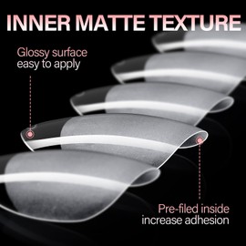 AILLSA Short Almond Nail Tips - Thickened Pre-shaped False Nail Tips Short Almond Shaped Half Matte Nails Tips, Fake Nails Extension 240pcs 15 Sizes with Storage Box