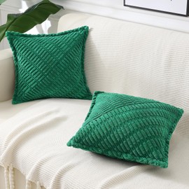 ALWINIA Cushion Covers 40 x 40 cm, Set of 2, Green, Made of Corduroy, Soft and Cuddly Cushion Covers for Sofa Cushions, Decorative Cushions and Decorative Cushions, Stylish Velvet Decoration in the