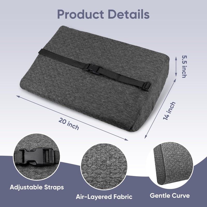 FOUXTEL Extra Large Lumbar Support Pillow for Recliner, 20"x14"x5.5" Back