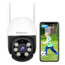 VSTARCAM 3MP Wired Security Camera Outdoor, 0.8 Inch 2.4G WiFi PTZ Dome Home Surveillance Camera with Motion Detection, 2-Way Audio, Color Night Vision, Weatherproof