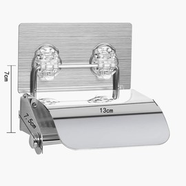 CGMIA Toilet Paper Holder Adhesive Stainless Steel Toilet Paper Holder Self Adhesive Bathroom Bath Tissue Holder with Cover No Drilling Wall Mounted LT-82407