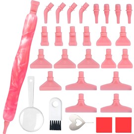 Praise V Do Diamond Painting Art Drill Beading Pen Kit Tool Accessories Stylus Drill Pen with Tips and Clays for Diamond Painting Nail Art Diamond Art Hot Pink