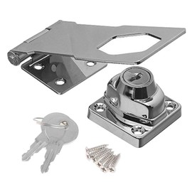 Door Lock, Clasp Buckle Vintage Door Lock, Locker Cabinet Lock Door Locker Home Lock Buckle from Hole,Safety Locking Hasp w/Screws