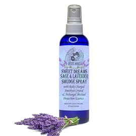 Sweet Dreams Sage & Lavender Smudge Spray (4 oz.) with Reiki Charged Amethyst Crystal & Archangel Michael Essence