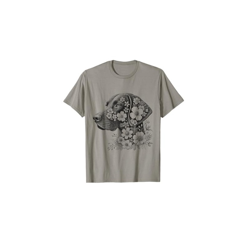 Floral German Shorthaired Pointer GSP Dog Flower Design Idea T-Shirt