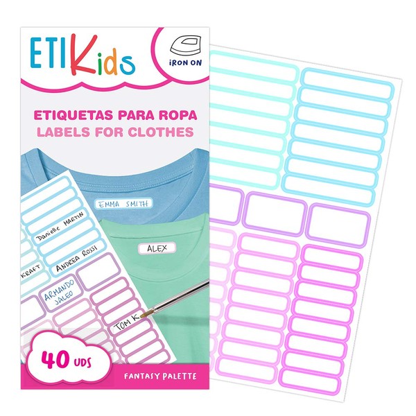 ETIKIDS TERMO COLORS: FANTASY – 40 customizable clothing labels for