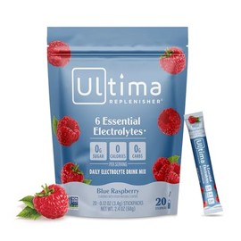 Ultima Replenisher Polvo de hidratación de electrolitos, frambuesa azul, bolsa de 20 paquetes de palos, sin azúcar, 0 calorías, 0 carbohidratos, sin  