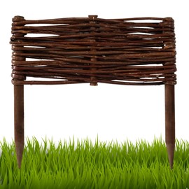 Floranica Willow Flower Bed Edging, Fence in 25 Sizes, Lawn Edge, Willow Fencing - Treated, with Beech Stakes for Easy Insertion, 30 cm