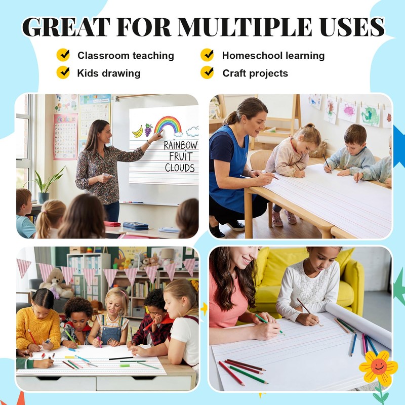 Jetec 1 Roll Blank Lined Paper for Kid to Write