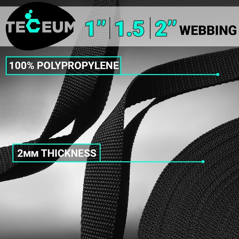 TECEUM 1 Inch Webbing – Black – 10 Yards –