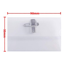 Plastic Name Badge Holders Transparent Horizontal Name Tag Badge ID Card Holders with Crocodile Clip & Safety Pin, 9cmX5.5cm (Pack of 50)