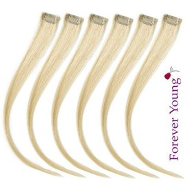 Forever Young UK 6 Piece 18" Clip in Human Hair Extension Highlight Set Light Blonde 60#