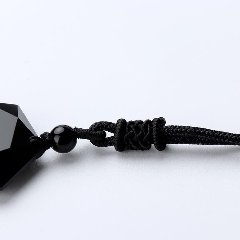 [Qicarkey] Fashion Hexagon Black Blessing Lucky Amulet Obsidian Pendant