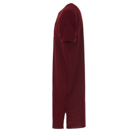 Lucky Men's Nightdress Short Sleeve Crew Neck Button Pocket, bordeaux, L