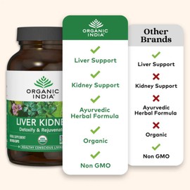 ORGANIC INDIA ORGANIC INDIA Liver and Kidney Cleanse Detox Repair - Herbal Supplement - Cleanse & Rejuvenate, Supports Healthy Liver & Kidney Function, Vegan, USDA Certified Organic, Non-GMO - 180 Capsules