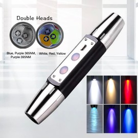 6 LEDs Diamond Tester, Super Bright Gemstones Flashlight, Professional Detector Lamp for Jade, 2.4Ah Rechargeable Battery Stainless Steel Detachable High-Concentration Light Head