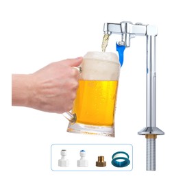 Water Glass Filler Faucet Stainless - 9” Deck Mount Push Back Glass Filler Faucet Glass Filling Station Water Station G1/2NPT Male Shank with Adapter for Hotel Restaurant Bar Dining Hall