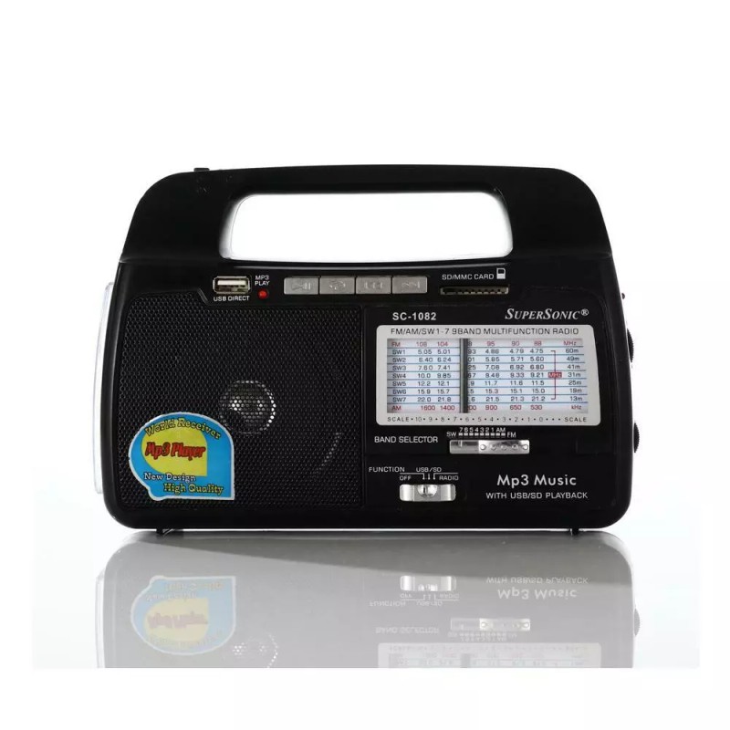 Supersonic 9 Band AM/FM/SW1-7 Portable Radio W Built-In Torch Light