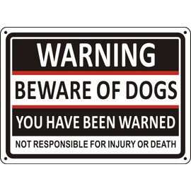 (2 Pack) Premium Aluminum Beware of Dog Signs for Fence, 10" X 7" Metal Beware of Dog Not Responsible for Injury or Death Sign, Heavy Duty Dog Warning Signs for Yard, Rust Free, Weather-resistant (BLACK)