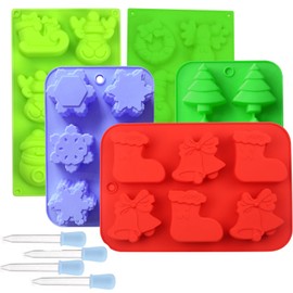 Silicone Molds Christmas, 5 PCS Non-Stick Food Grade Silicone Molds for Chocolate, Candy, Jelly, Ice Cube, Dog Treats, Cupcake Baking, Candle, Soap