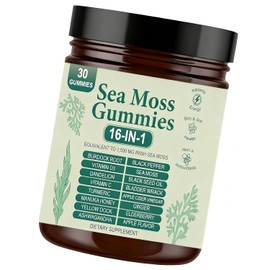 Sea Moss Gummies 16-in-1, Organic Irish Sea Moss Supplement for Immune Support, Digestion, Energy - Vegan, Non-GMO