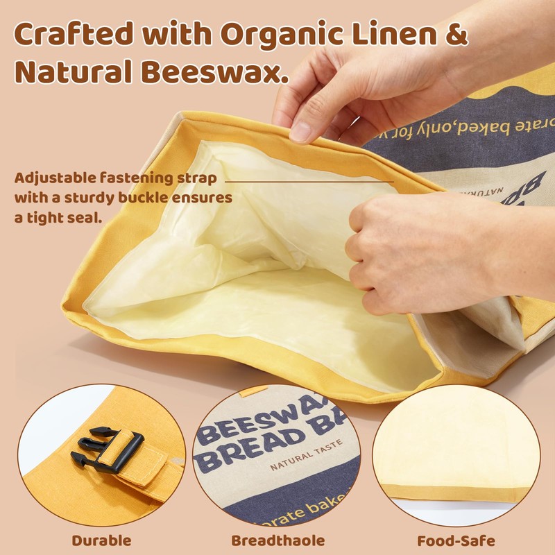 UWILLION Beeswax Bread Bags 2 Pack for Sourdough Loaves, Extra