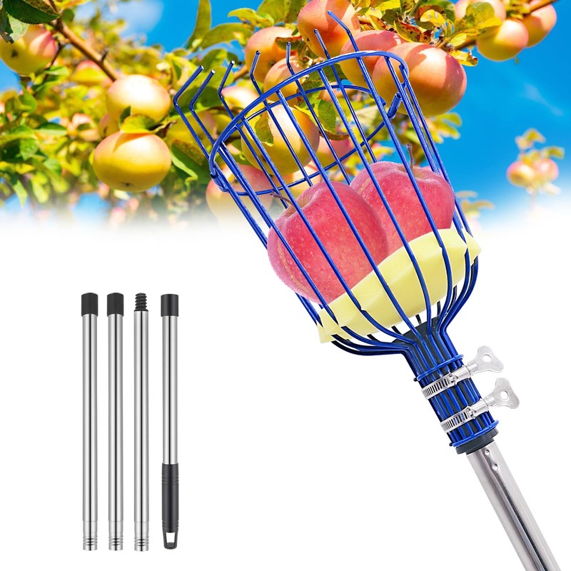 PEAKCLOUDS Fruit Picker Tool with Basket, 35-72 Inch Adjustable Long