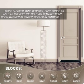 LEFAFA Door Draft Stopper, Under Door Draft Blocker Weather Stripping Noise Blocker, One Sided Door Draft Stopper Adjustable Door Foam Seal Strip Window Breeze Blocker (Black, 96cm)