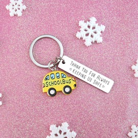 Bus Driver Appreciation Gifts for Men Women School Bus Driver Gifts for Birthday Retirement Thank You Gift for Buses Drivers Thank You for Always Keeping Us Safe Keychain