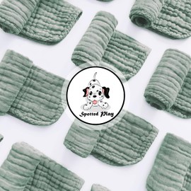 Spotted Play Muslin Burp Cloths 100% Cotton Large 20''x10'' Extra Soft and Absorbent Baby Wash Cloths Spit Up Rags - Baby Burping Cloth for Boys Girls Items(12 Pack Green)