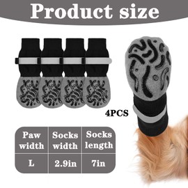 2 Pairs of Dog Socks Non-Slip Dog Shoes Paw Protection Outdoor Adjustable Straps Paw Protection Dog Non-Slip Socks Dog for Dogs Paw Protection Indoor (Black)