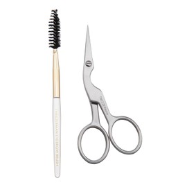 Tijeras y cepillo para dar forma a las cejas Tweezerman - Tijeras de acero inoxidable para recortar cejas para mujeres y hombres