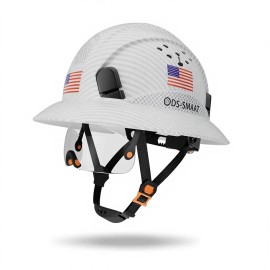 DeKe Full Brim Hard Hat Visor 6-Point Ratchet Suspension Slotted Safety Helmet ANSI Z89.1 OSHA Approved Superior ImpactSafety Helmet Type: General, Color: Matte black graphite pattern, Material: Composite
