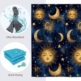 Turamurra Hand Towels Set of 2 Boho Sun and Moon Themed Towels for Bathroom Decorative, Bath Towels, Soft Absorbent Towels for Farmhouse Home Decor Gifts for Women 14 x 28 in