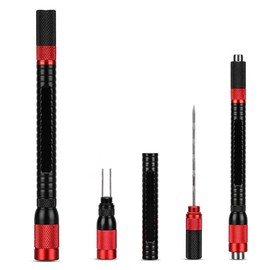 WASEEDS Cigar Punch 4-in-1 Cigar Draw Enhancer Tool Stainless Steel Dual Size Cigar Cutter & Punch and Twin Nubber (Red+Black)