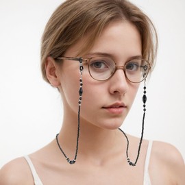 WOZEAH Eyeglass Chain for Women Stylish - Beaded Glasses Chain, Sunglasses Lanyard for Reading Glasses Strap（Diamond Beads）