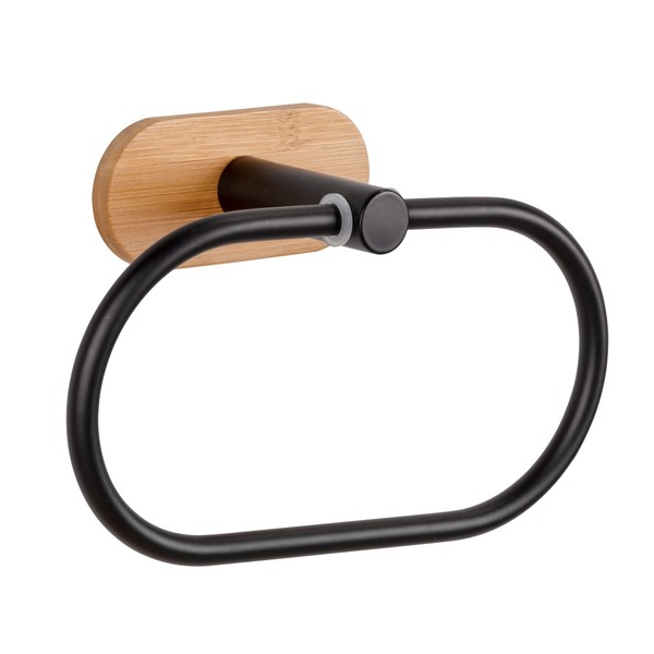 WENKO Turbo-Loc® Orea Bamboo Towel Ring, Holder for Hand Towels