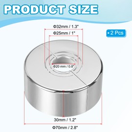 PATIKIL Wall Split Flange 0.8/1/1.3 Inch, 2Pcs 1.2" Thicken Cuttable ABS Round Escutcheon Plate Cover Buckle for Water Pipe Faucet Decoration, Silver