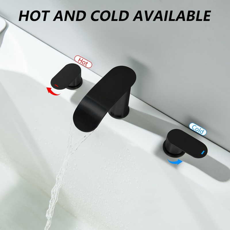 DOUBLUOEG Matte Black Roman Tub Faucet Deck Mount Waterfall Bathtub