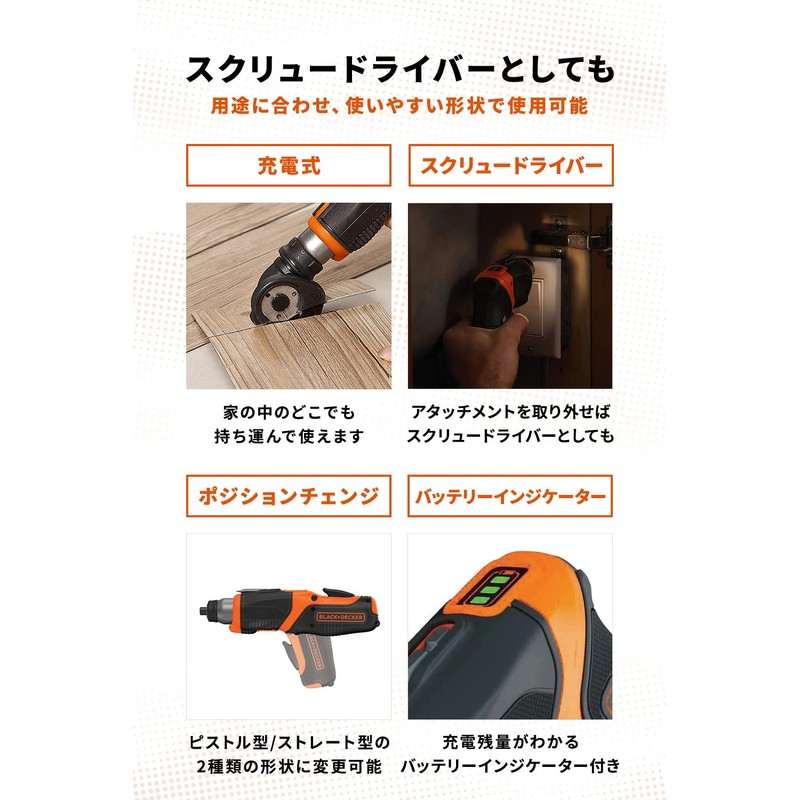 Black and Decker CS3653LC Cordless Screwdriver Multi-Purpose DIY Electric Tool,