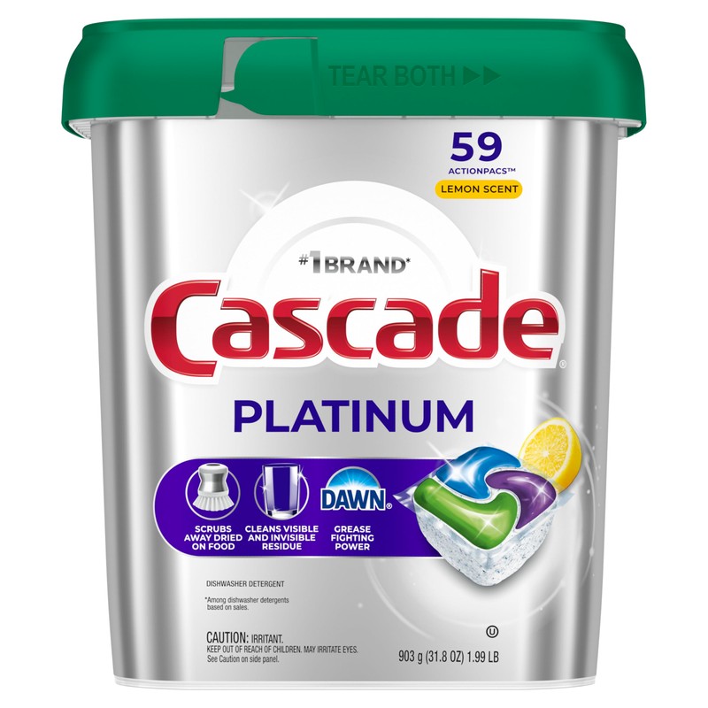 Cascade Platinum Dishwasher Pods, Dishwasher Detergent, Dish Detergent Soap, Lemon,