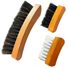 Genérico Kit Limpia Sombrero, Cepillo Curvo para Sombreros, Base de Madera de Pino, 17 cm x 5.5 cm, Cerdas Naturales y Sintéticas, Negro y Blanco