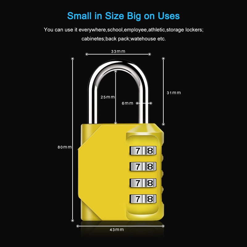 Diyife Combination Padlock, [2 Pack] 4 Digit Lock Combination, Padlock