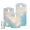MELTONE Ocean Blue Flameless Candles with String Lights Moving Wick