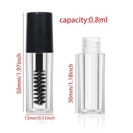 COSIDEA 52 tubos de rímel vacíos de 0,8 ml, color negro, con aplicador para suero de crecimiento de pestañas con aceite de ricino, envase de 1 ml.