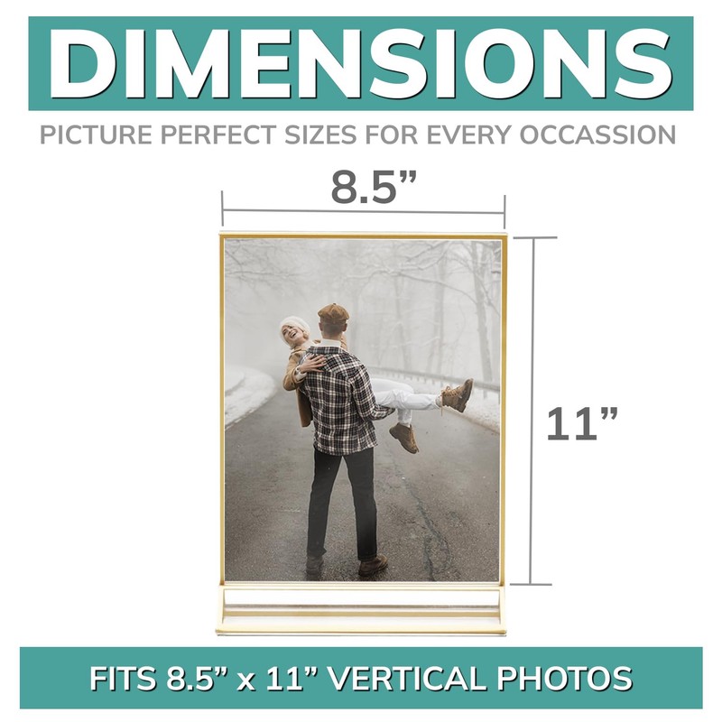 PBF 8.5x11 Acrylic Picture Frame Display Stand | Vertical Clear