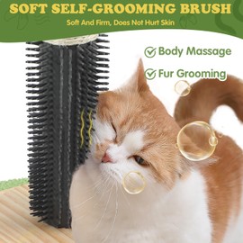 COUNER Cat Scratching Post for Indoor Cats,39.4'' Tall Cat Scratching Post with Sisal Rope,Self Groomer,Hanging Spring Ball,Wood Interactive Ball,Cat Activity Center for Adults Cats Kittens